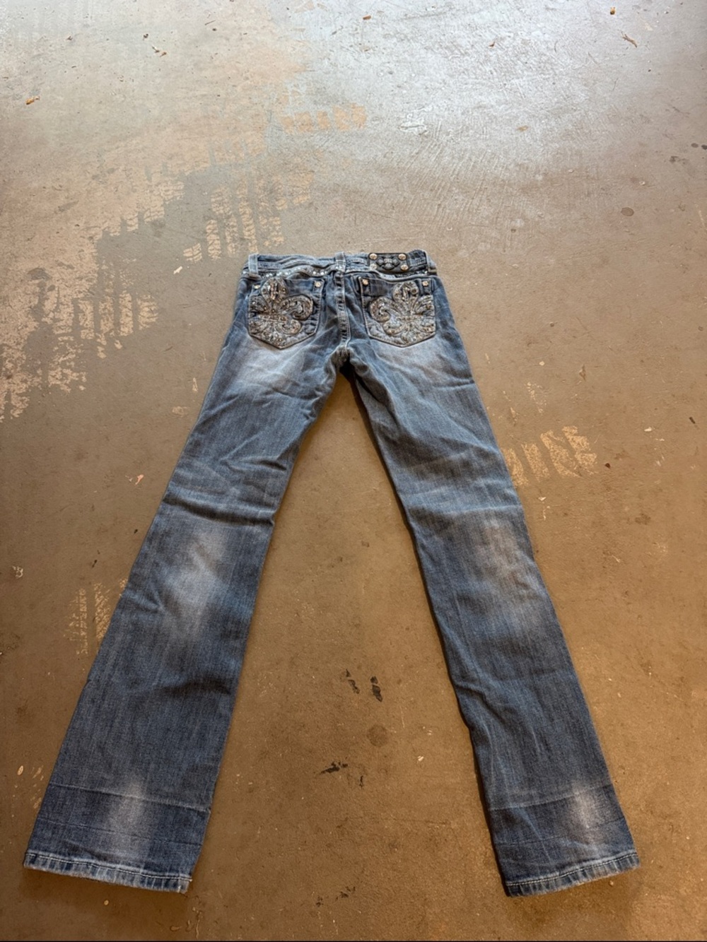 Miss Me Blue Embellished Flare Jeans